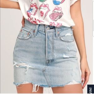 Levi's Deconstructed Distressed Denim Skirt